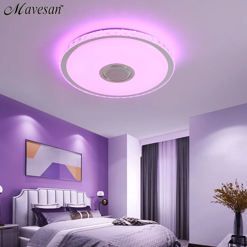 Baratos Luces de techo LED de música aplicación RGB y lámpara de techo de control remoto dormitorio 25W 36W 52W lampara de techo