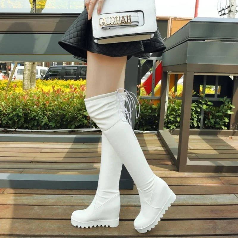 Haoshen& Girl/пикантные зимние эластичные сапоги из искусственной кожи женская обувь для костюмированной вечеринки на высоком каблуке ботфорты, размер 33-43
