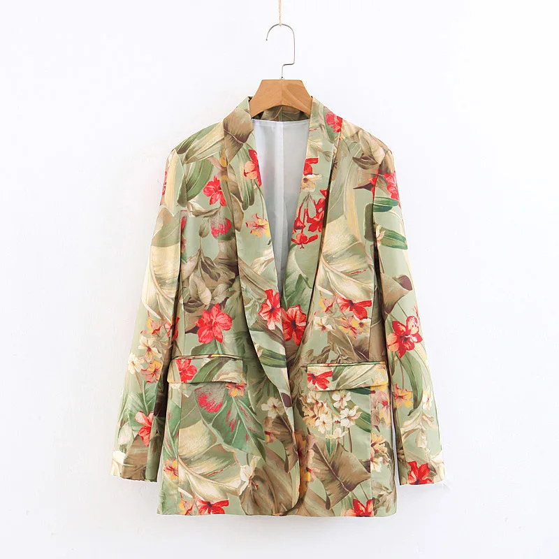 

2019 Western Style Green Safflower yin hua kuan Spring And Autumn New Style Women's Small Suit Suit Jacket Women's