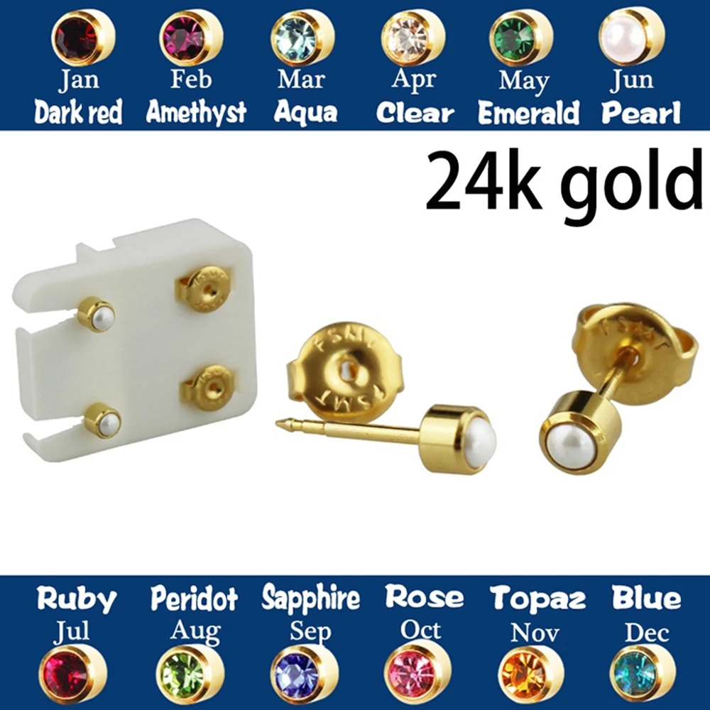 Back-Earrings Stud Piercing Sterile Tragus Gold-Screw Ear-Cartilage Steel Fashion 