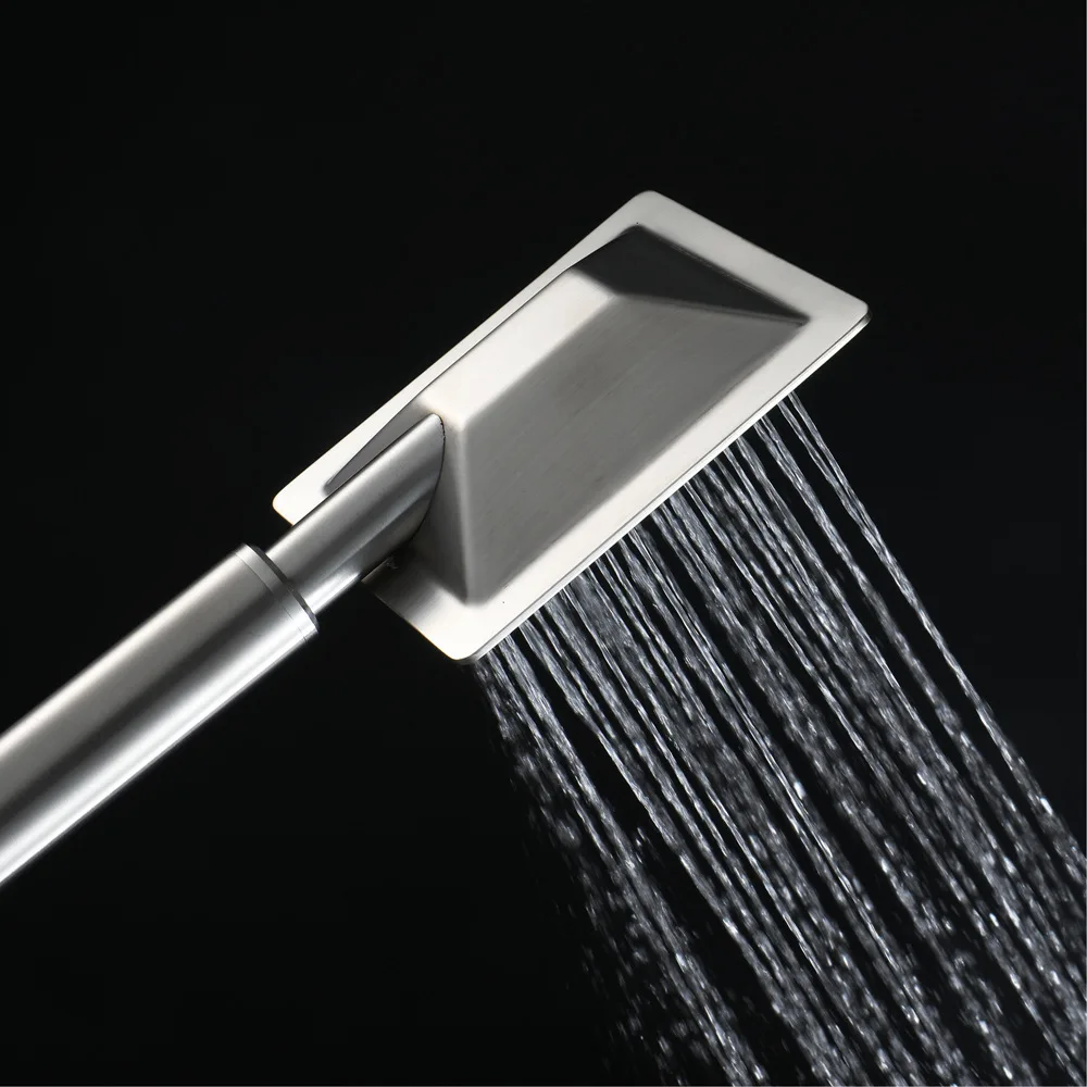Hideep Hand-Held Shower Head Stainless Steel Brushed Square Handheld Sprinkler Manufacturers Direct Selling HIHSPJ112-2