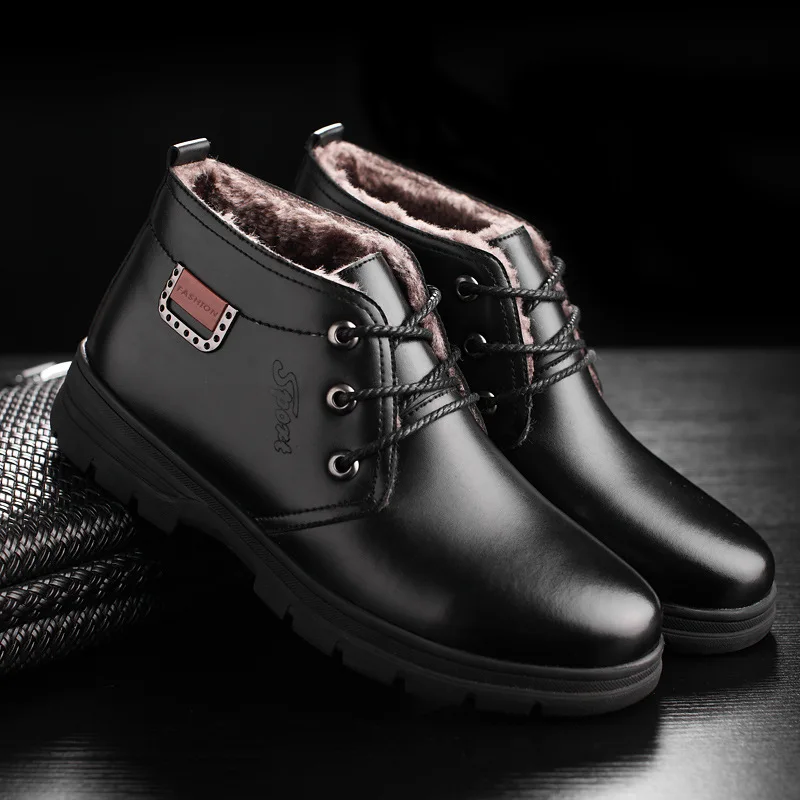 

Winter Warm Snow Boots Mens Rubber Shoes 2019 Autumn Winter Snow Men Boots Shoes With Fur Plush Warm Male Casual Boot Sneakers
