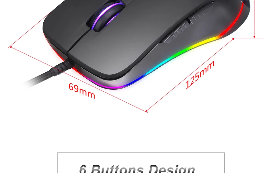 6-key gaming mouse computer notebook ergonomic wired professional adjustable macro programming RGB mause gamer computer mouse
