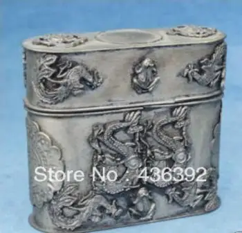 

Copper Statue TIBET SILVER CIGARETTE CASE DRAGON BOX