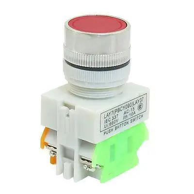 

Round Red Cap DPST 1NO 1NC Non Lock Push Button Switch 660V 10A