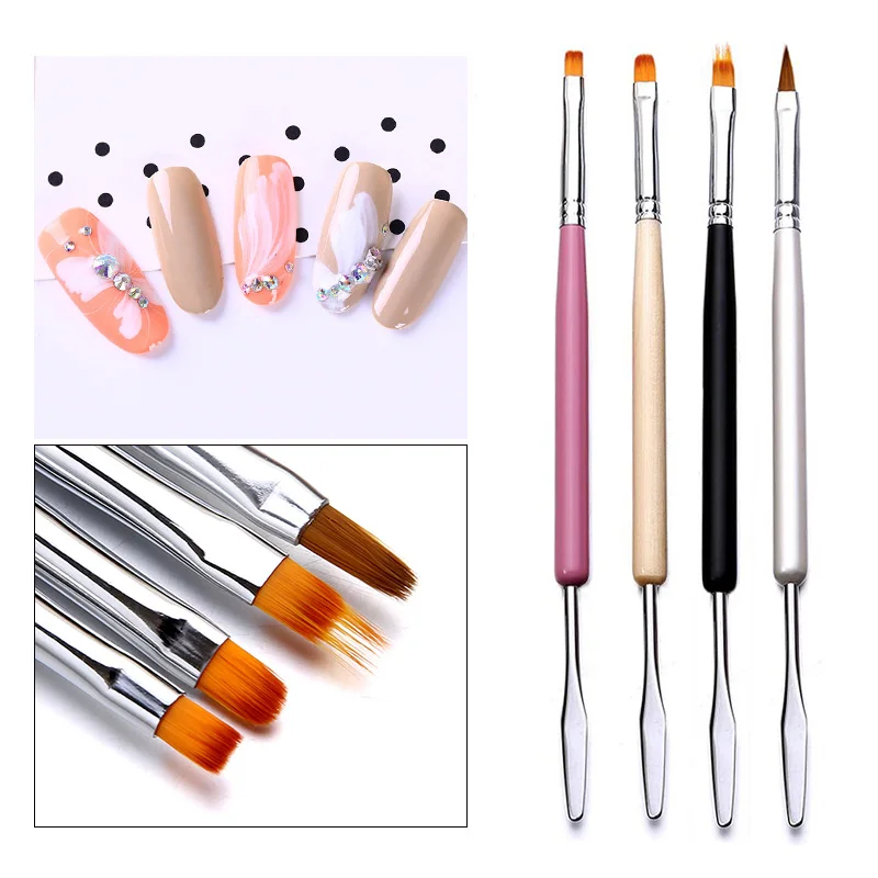 

Dual-ended UV Nail Brush Painting Pen Nail Art Extension Pink Black Mixed Colors Handle UV Gel Nail Design Brushes Equipment