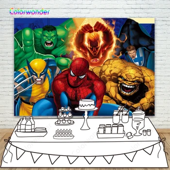 

Marvel Avengers Superhero Photography Backdrops Photo Studio Background newborn Children birthday party decoration prop