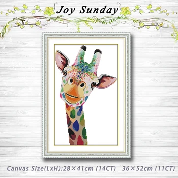 

Giraffe animal cartoon decor paintings Counted Cross Stitch 11CT Printed 14CT Handmade Cross Stitch Set Embroidery Needlework