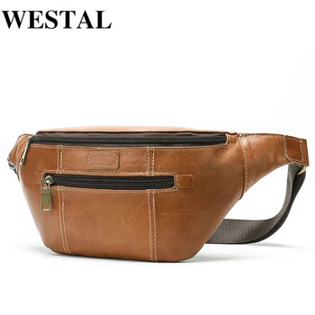 

WESTAL Genuine Leather Waist Bag Male Fanny Pack Bag Belt Men Banana/Bum Bags for Men Money Belt Shoulder/Crossbody Bags