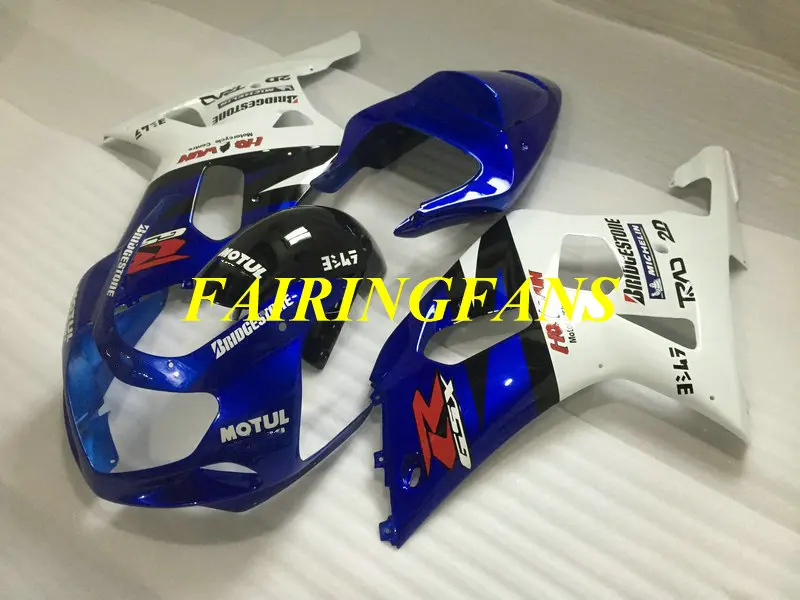 Набор обтекателей для GSXR600 750 K1 01 02 03 GSXR 600 GSXR750 2001 2002 2003 белый синий Обтекатели Кузов+ подарки SH43