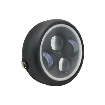 

White Motorcycle Headlight Cafe Motorbikes Curved lens High transmission