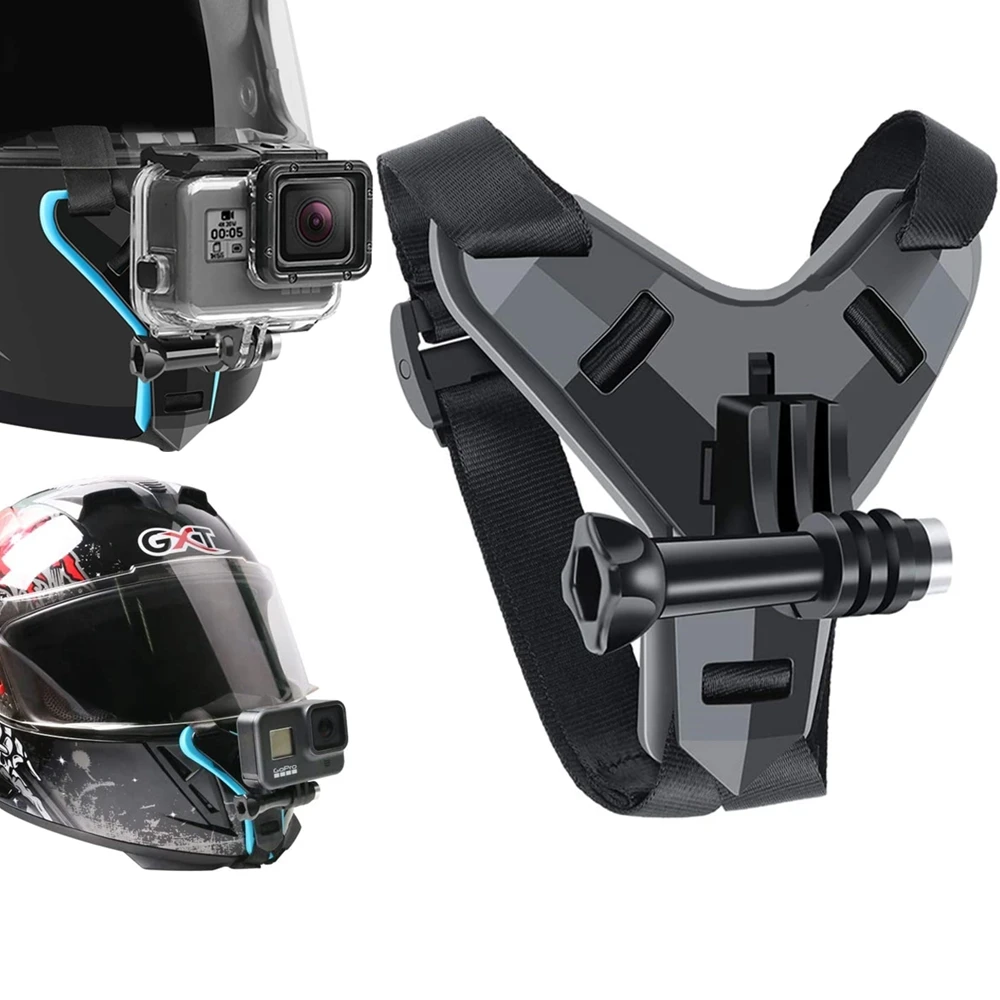 Soporte de correa de casco para Gopro Hero 9, 8, 7, 6, 5, 4, 3, motocicleta, Yi, cámara deportiva de acción, accesorios de soporte de cara completa
