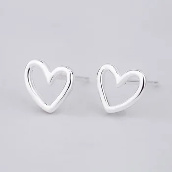 

Fashion Silver Color Heart Stud Earrings for Women Elegant Wedding Jewelry pendientes mujer moda 2020 Brincos A128