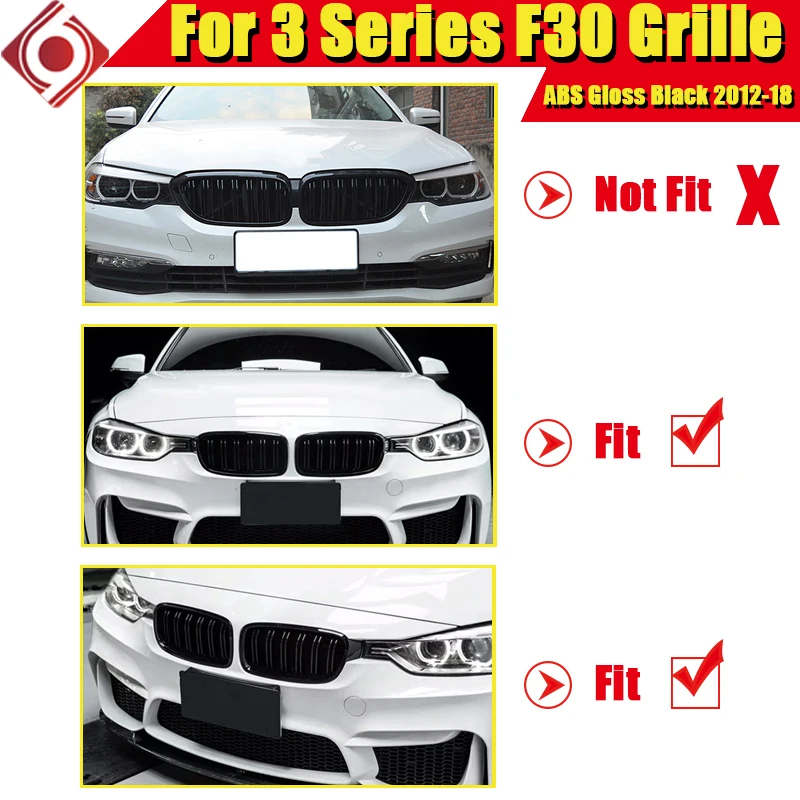 F30 Передние решетки 2-планка гриль ABS черный глянец 1 пара подходит для 3-series 318i 320i 325i 340i 335iXD передняя решетка