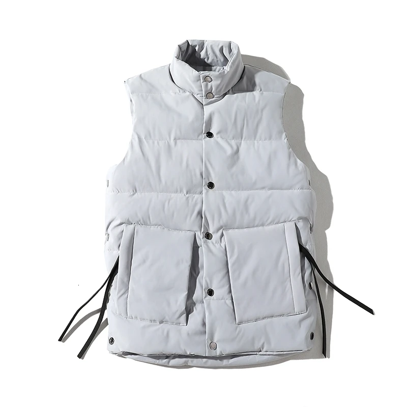 

Winter Cotton Vest Men Warm Fashion Thick Solid Color Casual Stand Collar Sleeveless Jacket Street Wild Loose Gilet Male Clothes