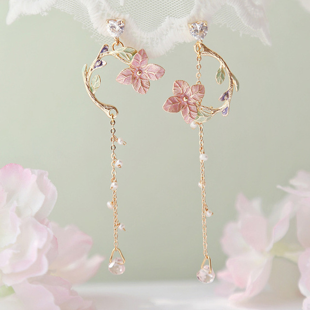 Fashion Jewelry Red Rose Drop Earrings Women Vintage Rhinestone Flowers Dangle Earring Weddings Engagement Party Jewelry
