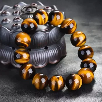 Fashion Tiger Eye Bracelets Men 5A 20mm Nature Beads Bracelets for Women Natural Stone Braslet For Man Handmade Jewelry Pulseras