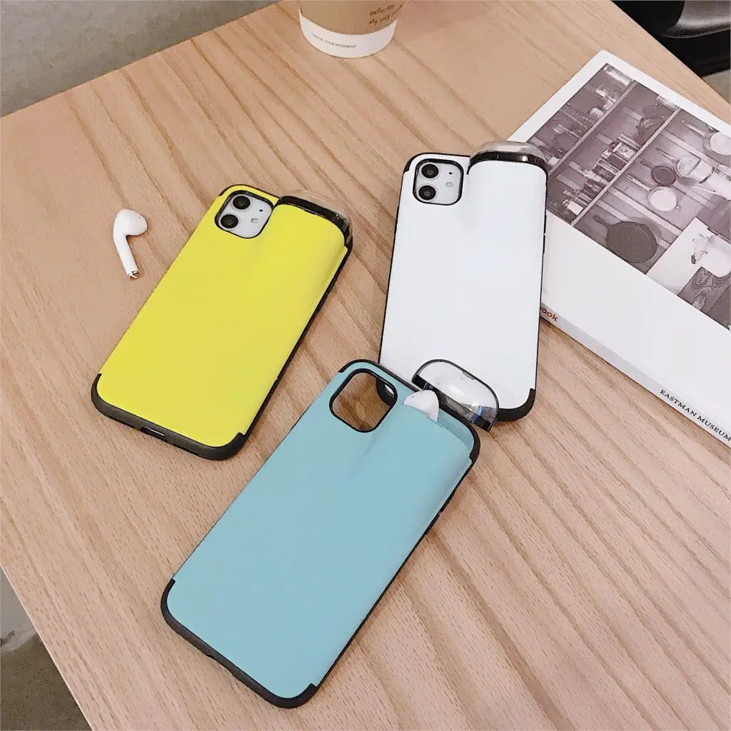 Модный 2 в 1 чехол для телефона для iPhone 11 Pro Max чехол Xs Max Xr X аксессуары для наушников чехол для AirPods Держатель Жесткий Чехол для ПК