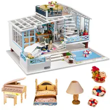 Праздничная тема Кукольный дом плавательный бассейн деревянные кукольные домики миниатюрный diy кукольный домик Каст набор мебели Каса giocattolo