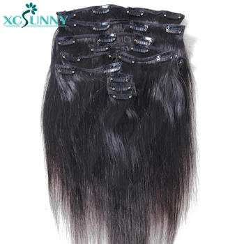 

Silky Straight Human Hair Clip In Hair Extensions Remy Peruvian Natural Hair Clip Ins 120g/140g/240g 8Pcs/Set 10Pcs/Set xcsunny