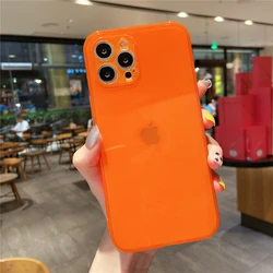 Vibrant Neon Clear Candy Color Silicone Case - Slim & Soft Design for iPhone 15 Plus (Orange)