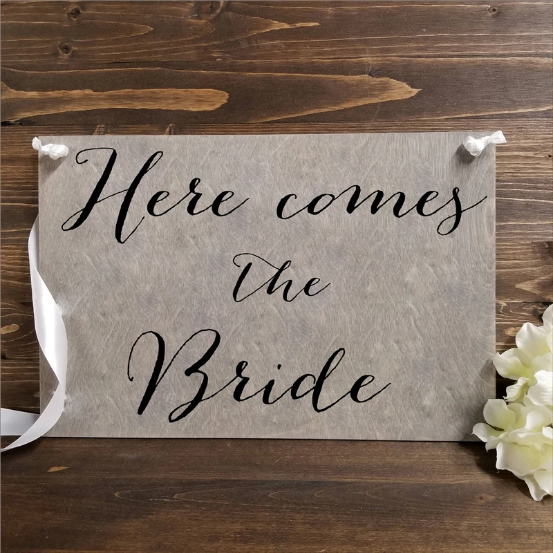 Wedding-Here-comes-the-Bride-Sign-Ringer-Bearer-Flower-Girl-Wedding-Stickers-Vinyl-Removable-Waterproof-decal (2)