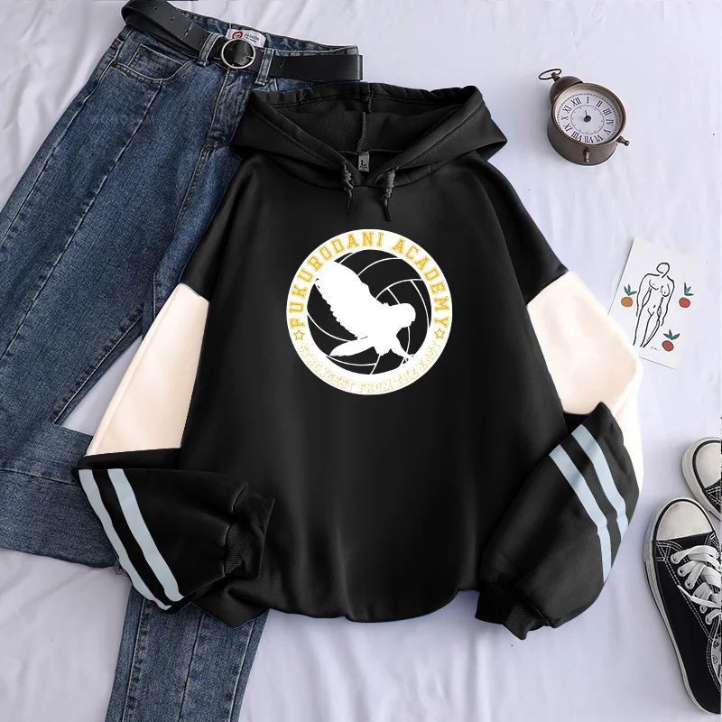 Харадзюку Японское Аниме Haikyuu Fukurodani Acadbmy логотип манга толстовки Мужская Уличная