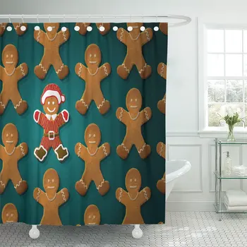 

Gingerbread Man is Decorated in Christmas Suit Group Shower Curtain Waterproof Polyester 60 x 72 inches Set with Hooks