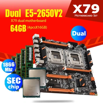 

atermiter X79 Dual CPU motherboard set with 2 × Xeon E5 2650 V2 2650V2 4 × 16GB = 64GB 1866MHz PC3 14900 DDR3 ECC REG memory
