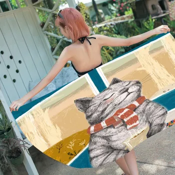 

Cute Cats Rectangle Microfiber Beach Towel Cartoon Bear Animals Bath Towel Summer Toalla Yoga Mat for Adult Teens 150x180cm