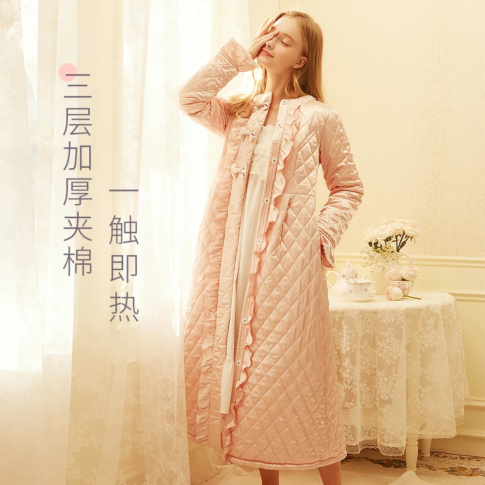 Новинка 2019 зимний халат бесплатная доставка ночная рубашка принцессы женский