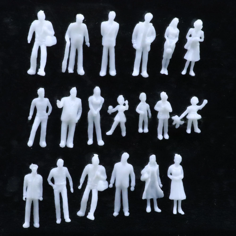 100pcs Painted Plain People Figures Model for Train Layout Scenery 1:100 Scale 