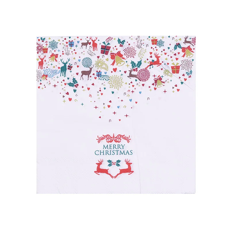 20pcs towels P02 НОВАЯ РОЖДЕСТВЕНСКАЯ скатерть с принтом, бумажные полотенца, креативная ПВХ скатерть, новогодняя Рождественская настольная одноразовая посуда, принадлежности - Цвет: 20pcs towels P02