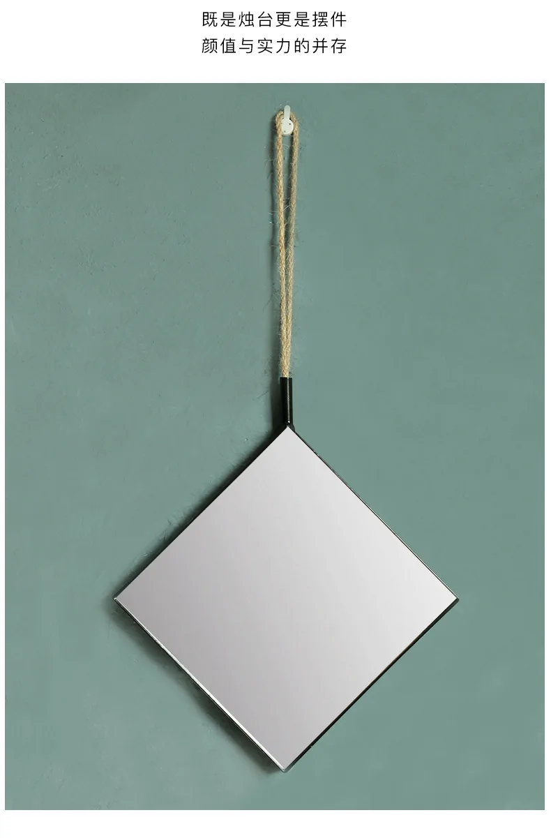 Скандинавское Настенное подвесное зеркало круглой/алмазной формы с подвесной ремень для спальни круиз ванной украшения дома