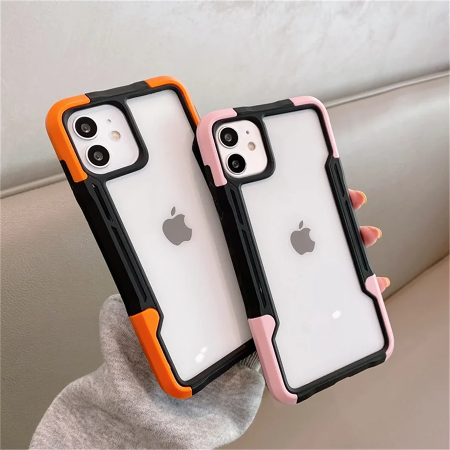 Shockproof Phone Case For iPhone 12 11 13 Pro Max X XR Transparent Case For iPhone 7 8 Plus 11 12 13 Hard PC Soft TPU Full Cover iphone 12 pro max leather case