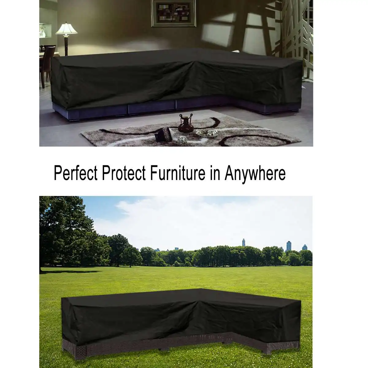 All-Purpose Covers L Shape Furniture Waterproof Cover Cloth Outdoor Camping Corner Sofa Cover Rattan Cube Garden Protector