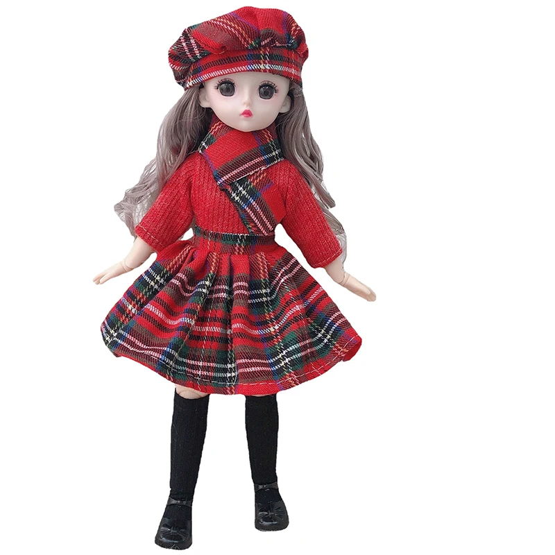 30 Cm 1/6 BJD Doll Winter Dress Set 23 Movable Joint Makeup Cute Girl Brown Eyes with Fashionable New Skirt DIY Toy Gift |