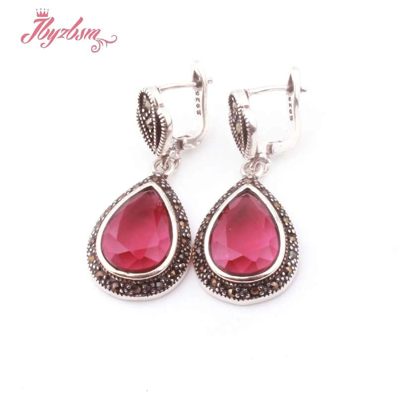 Rose red Crystal 10x14 мм каплевидные Красочные камни Модные Ювелирные серьги для женщин День Святого Валентина подарок на день матери Висячие серьги Huggie 1 пара - Окраска металла: Rose red Crystal