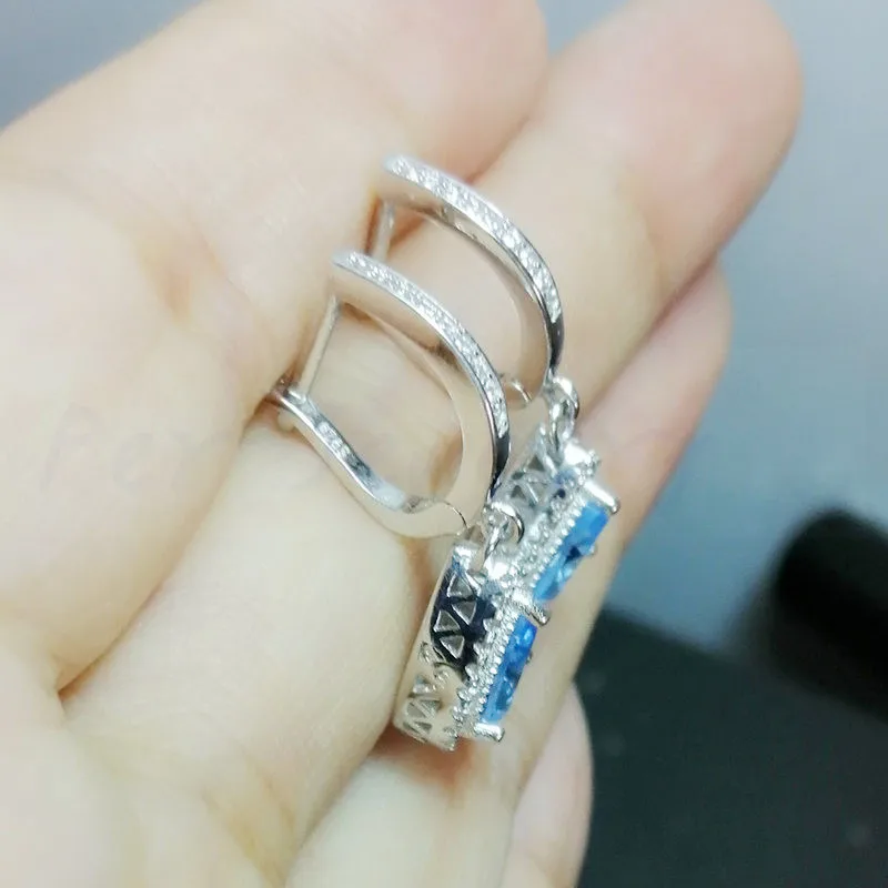Серьги-капли с натуральным топазом,, Настоящее серебро 925 пробы, хорошее ювелирное изделие, 1.1ct* 2 шт, драгоценный камень X91149