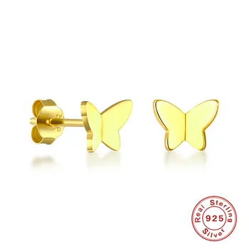 

Trendy Butterfly S925 Sterling Silver Stud Piercing Eearrings for Women Female Girl Simple Upscale Fancy Elegant Jewelry Gift