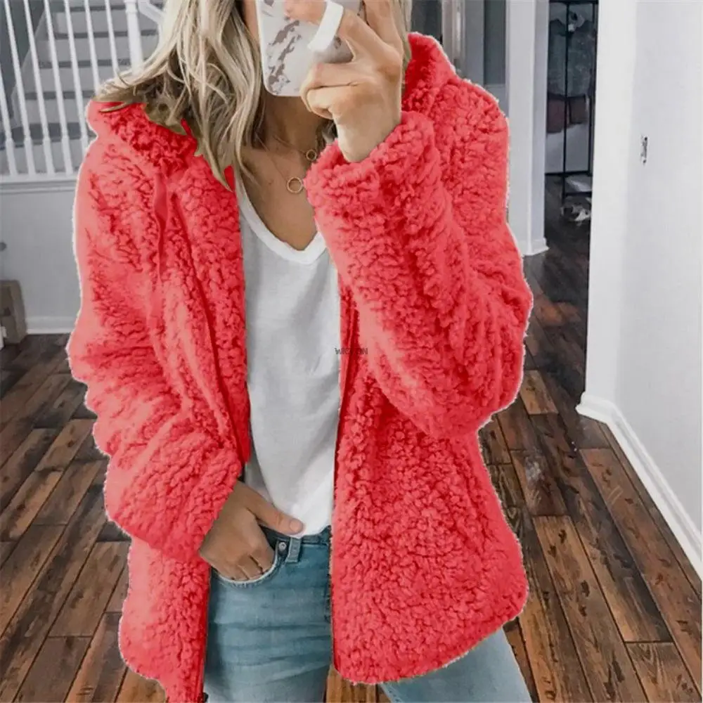 puffer coat with hood 2021 New Faux Fur Women Coat With Hood High Waist Fashion Slim Black Red  Faux Fur Jacket Fake Rabbit Fur Coats north face parka