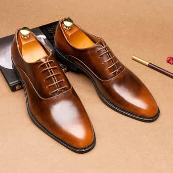 

men's leather shoes, leather business suits head layer cowhide leather shoes men big yards men's shoes shoes men