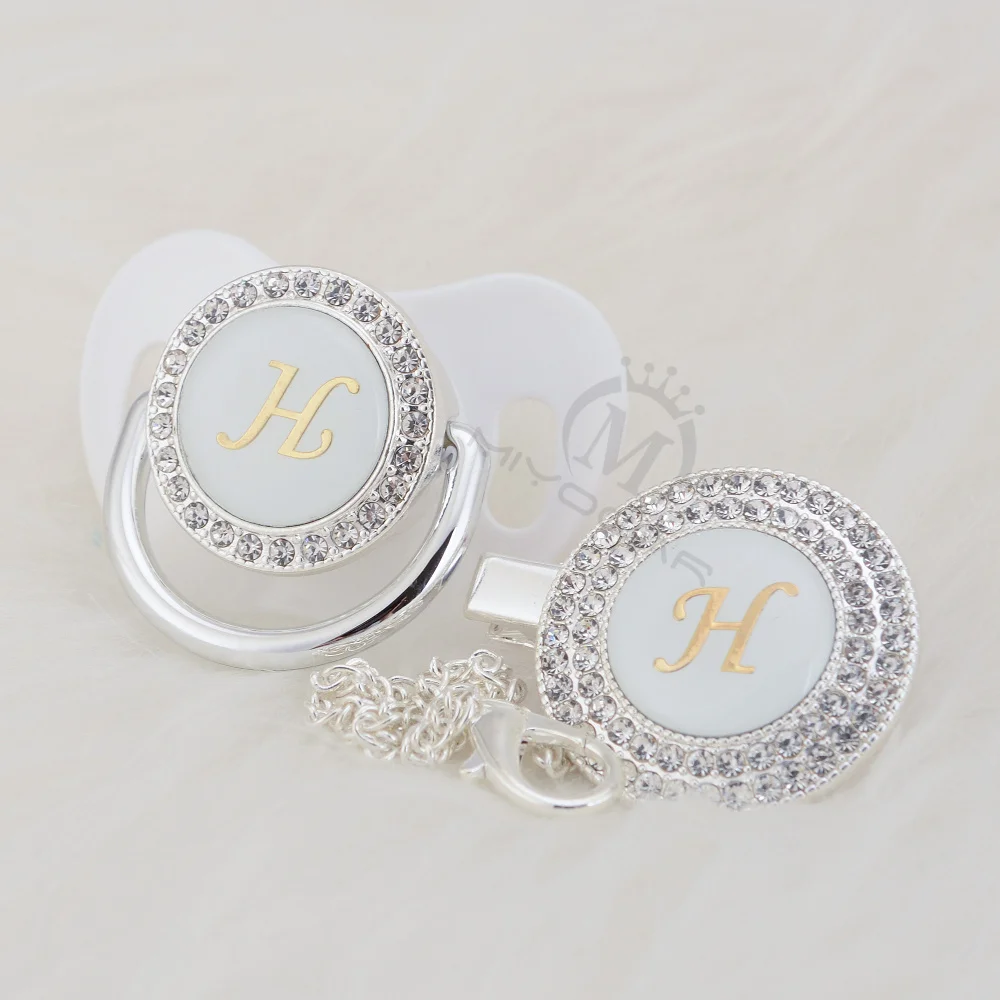 MIYOCAR серебряные инициалы буквы H прекрасный bling соска и клип набор уникальный BPA