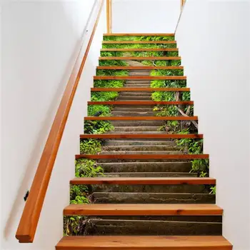 

100*18cm 6/13PCS Stairs Sticker Step Self-Adhesive Ceramic Tiles PVC Stair Wallpaper Decal Stairway Home Decoration