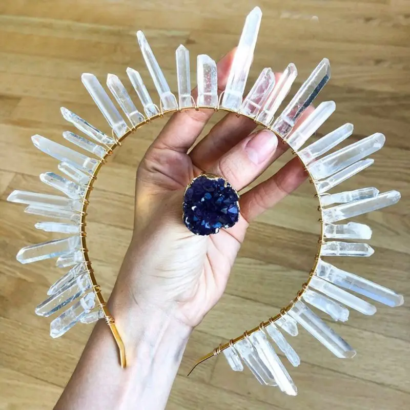 Boho Свадебная повязка на голову ручной работы прозрачный белый искусственный кристалл кварц обруч для волос высокое качество и бренд