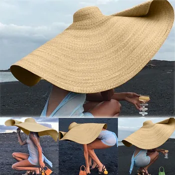 

Fashion Large Sun Hat Beach Anti-UV Sun Protection Foldable Straw Cap Cover summer straw hat women big wide brim beach