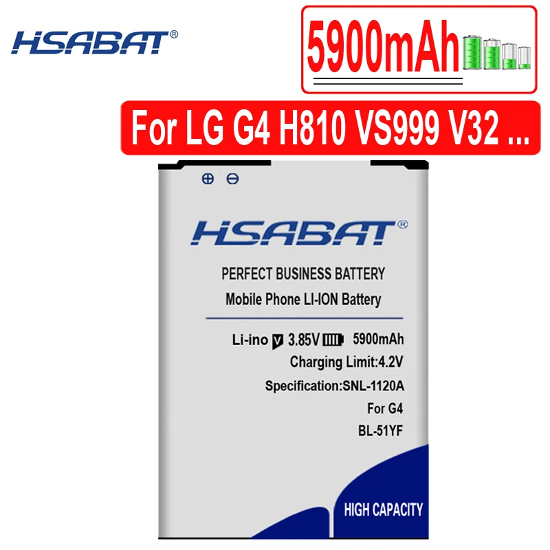 HSABAT 5950 мА/ч, BL-51YF Батарея для LG G4 H810 H815 H81 H818 H819 BL-53YH для LG G3 D858 D855 D857 D859 D850 F400 F460 F470 D830