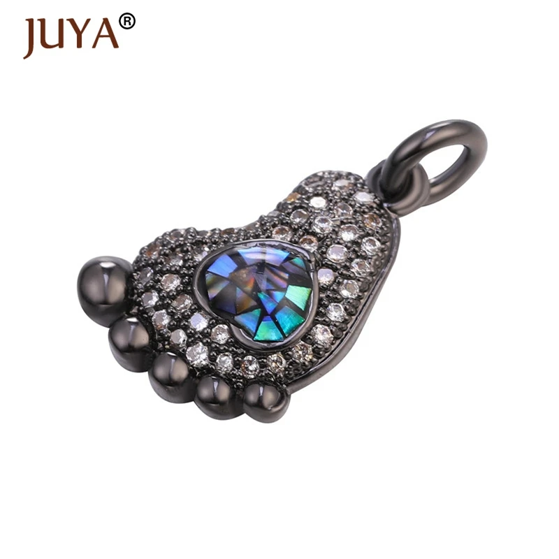 black color JUYA подвески для рукоделия кулон Ювелирные изделия счастливый циркон сердце ребенка ноги талисманы DIY женское ожерелье кулон Новинка - Цвет: black color