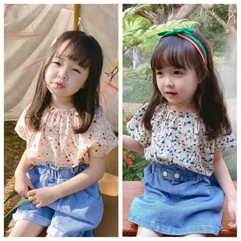 

2020 Korea Style Baby Girls Printed Shirt Summer Fashion Kids Girls Blouse 1-6 Years