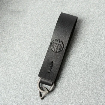 

Genuine Leather KeyChain KeyRing Key Decoration Holder Auto Key Chain Charm Accessory Pendant Brand New Black Brown Buddha Word